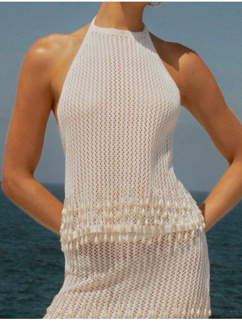 Peppermayo White Crochet Beaded Tank Top - Picture 3 of 3